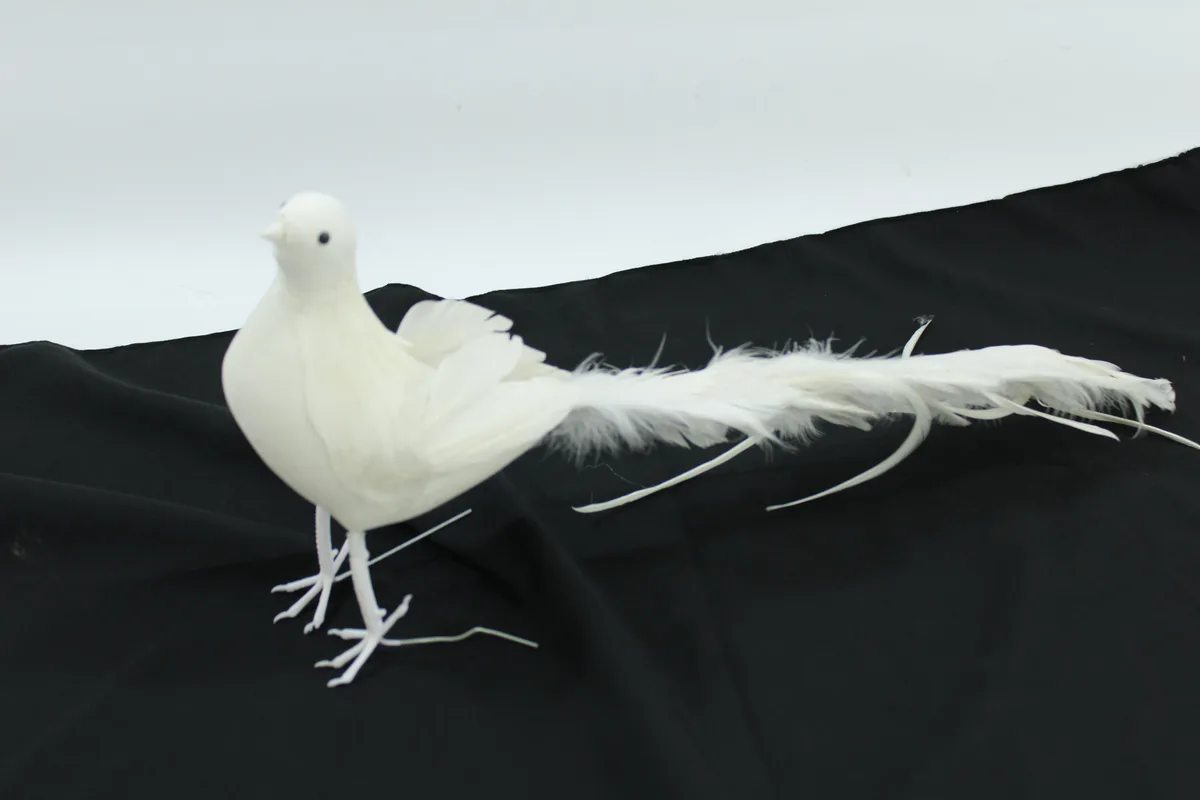MCarr 8.1" Bird W/Tail Feathers Antique White - Image 2