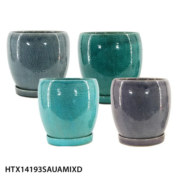 MCarr Round Egg Pot W/Saucer Mix Colors