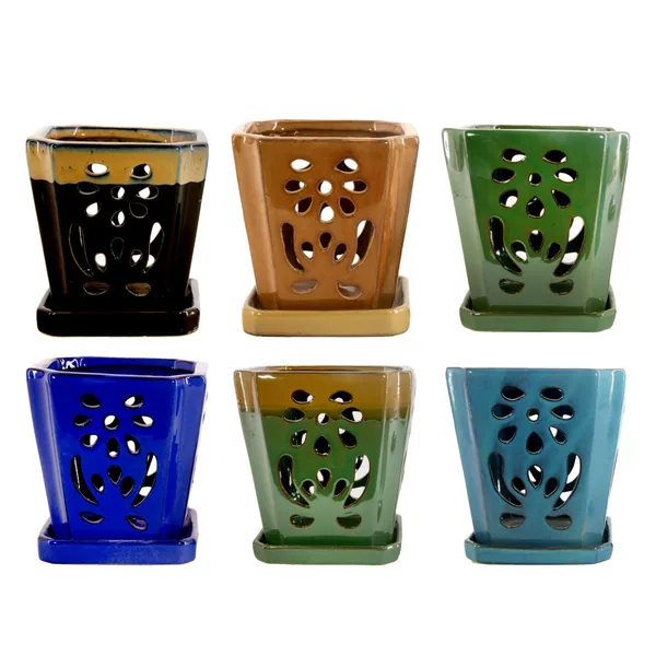 MCarr Tall Floral Orchid Pot Mixed Asst