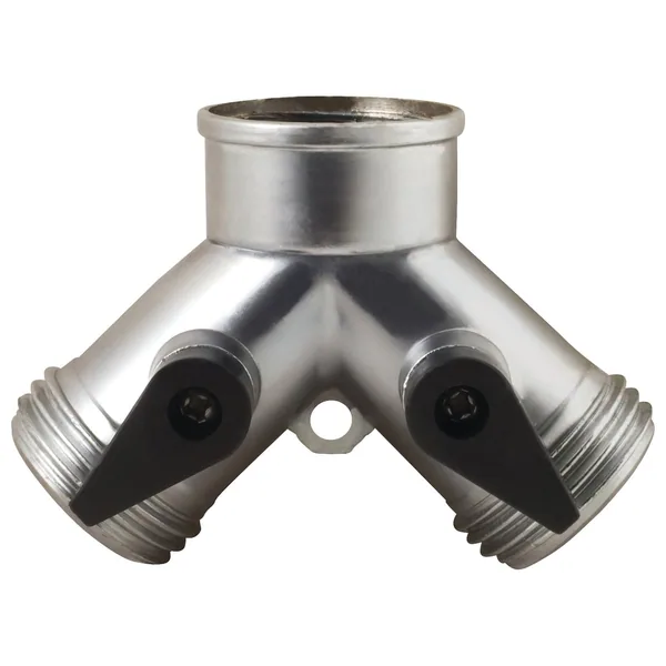 Melnor 2 Way Metal Hose Connector W/ Shut Off Valves