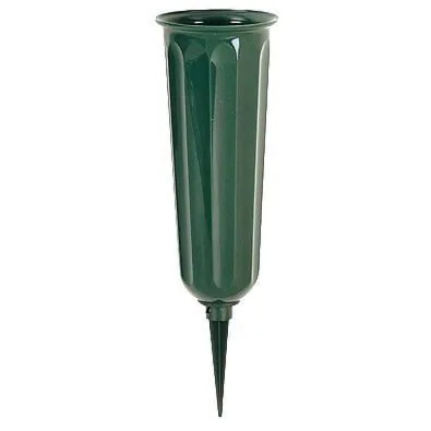 Memorial Vase 3" Fluted Green Round Bottom