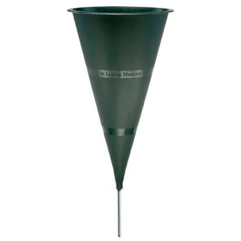 Memorial Vase 5" Green In Loving Memory Cone
