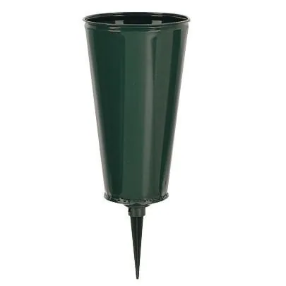 Memorial Vase Green Flat Bottom