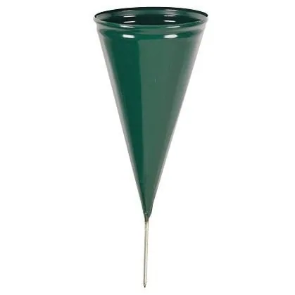 Memorial Vase Metal Cone Green