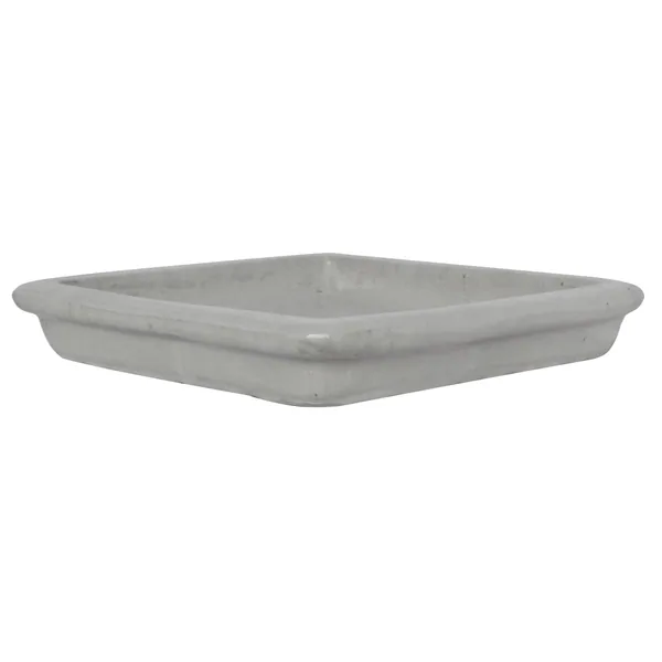 Michael Carr 11.8" Glazed Square Saucer Dallas Gray