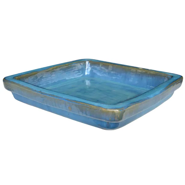 Michael Carr 11.8" Glazed Square Saucer Ultramarine
