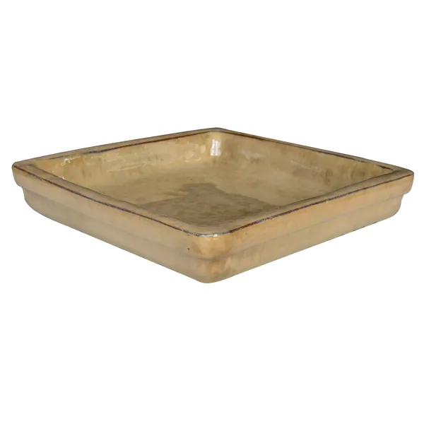 Michael Carr 14.2" Glazed Square Saucer Brown Cream