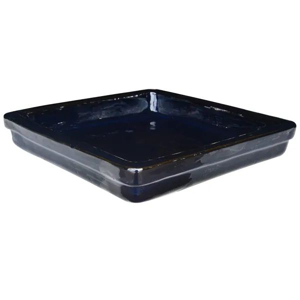 Michael Carr 14.2" Glazed Square Saucer Glossy Black