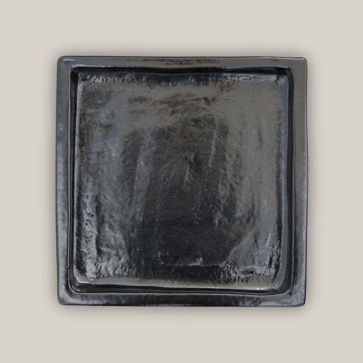 Michael Carr 14.2" Glazed Square Saucer Matte Black - Image 2