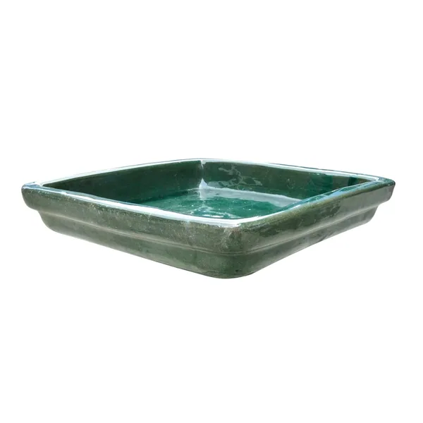 Michael Carr 15.7" Square Saucer Glass Green