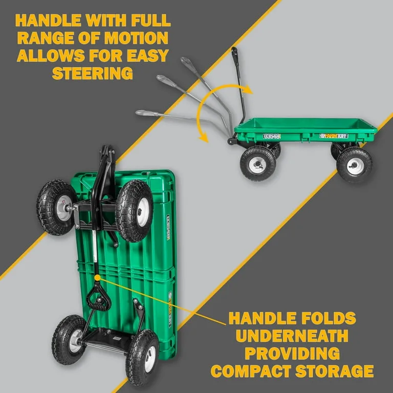 Millside 20"x38" Plastic Deck Wagon w/ Flat Free Tires - Image 2