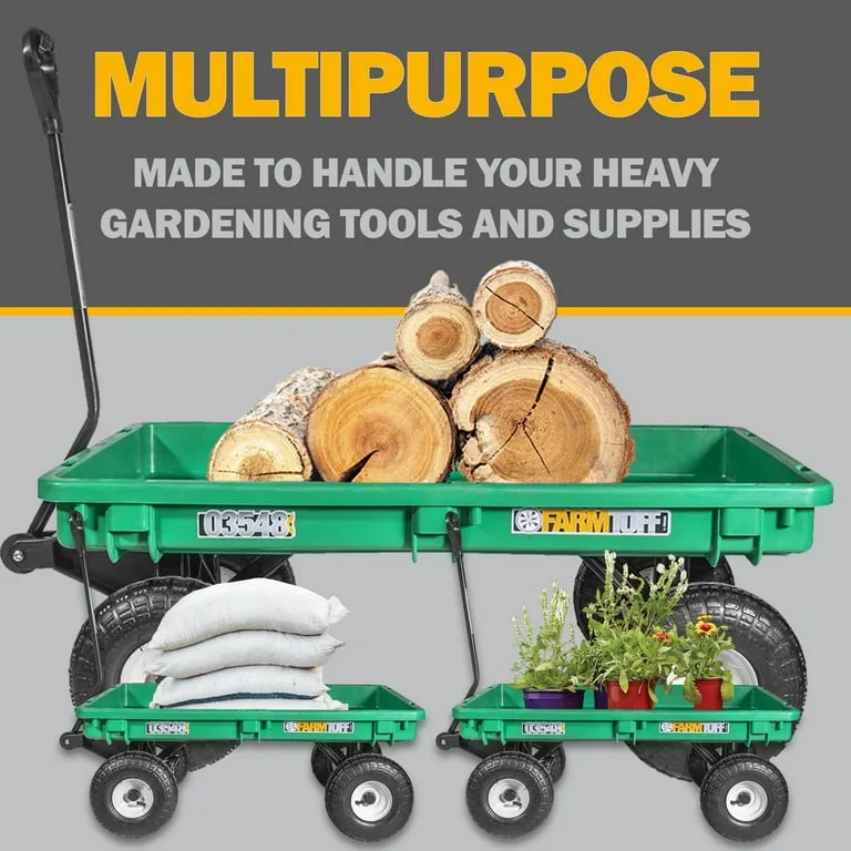 Millside 20"x38" Plastic Double Deck Cart w/ Flat Free Tires - Image 2