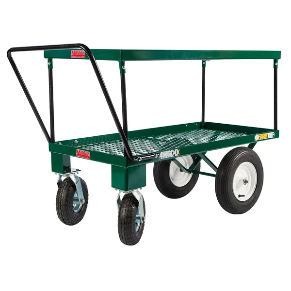 Millside 24x48" Metal Double Deck 4-Wheel Cart Flat Free Tires (In 2 Boxes)