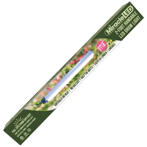 Miracle Led 2-Foot Full Spectrum Daylight LED Grow Light, 25W, Lightweight, Hangable, Linkable for Easy Expansion