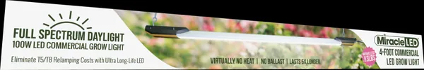 Miracle Led 4-Foot Full Spectrum Daylight LED Grow Light, 100W, Lightweight, Hangable, Ultra Long Life