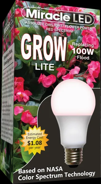 Miracle Led Absolute Daylight Spectrum Grow Lite, Replaces up to 100W, Red Spectrum LED Fruiting & Flowering Grow Bulb