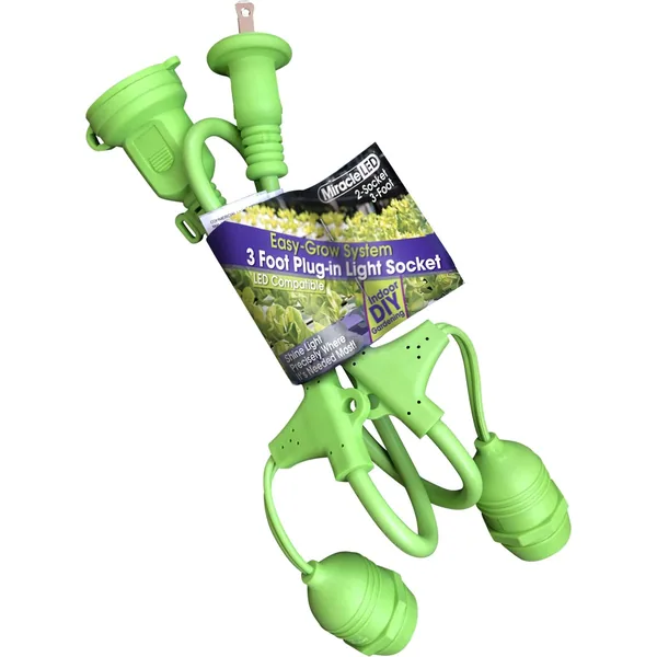 Miracle Led Easy Grow Plug-In Light Sockets, 3-Foot Length, 2 Sockets, Linkable Modular System for Expansion and Growth
