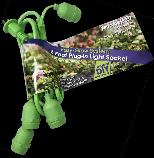 Miracle Led Easy Grow Plug-In Light Sockets, 6-Foot Length, 4 Sockets, Linkable Modular System for Expansion and Growth