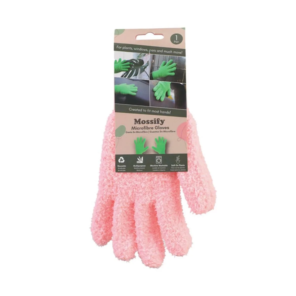 Mossify One Size Microfiber Gloves Pink - Image 2