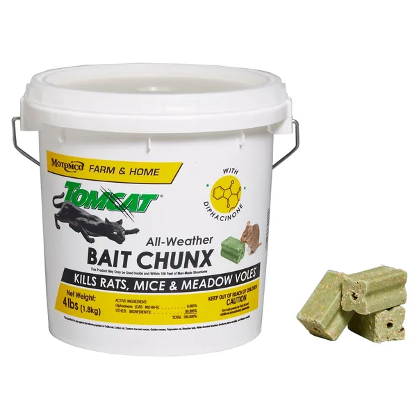 Motomco Tomcat Bait Chunx 4Lb Pail All weather ( diphacinone ) — Case of 4
