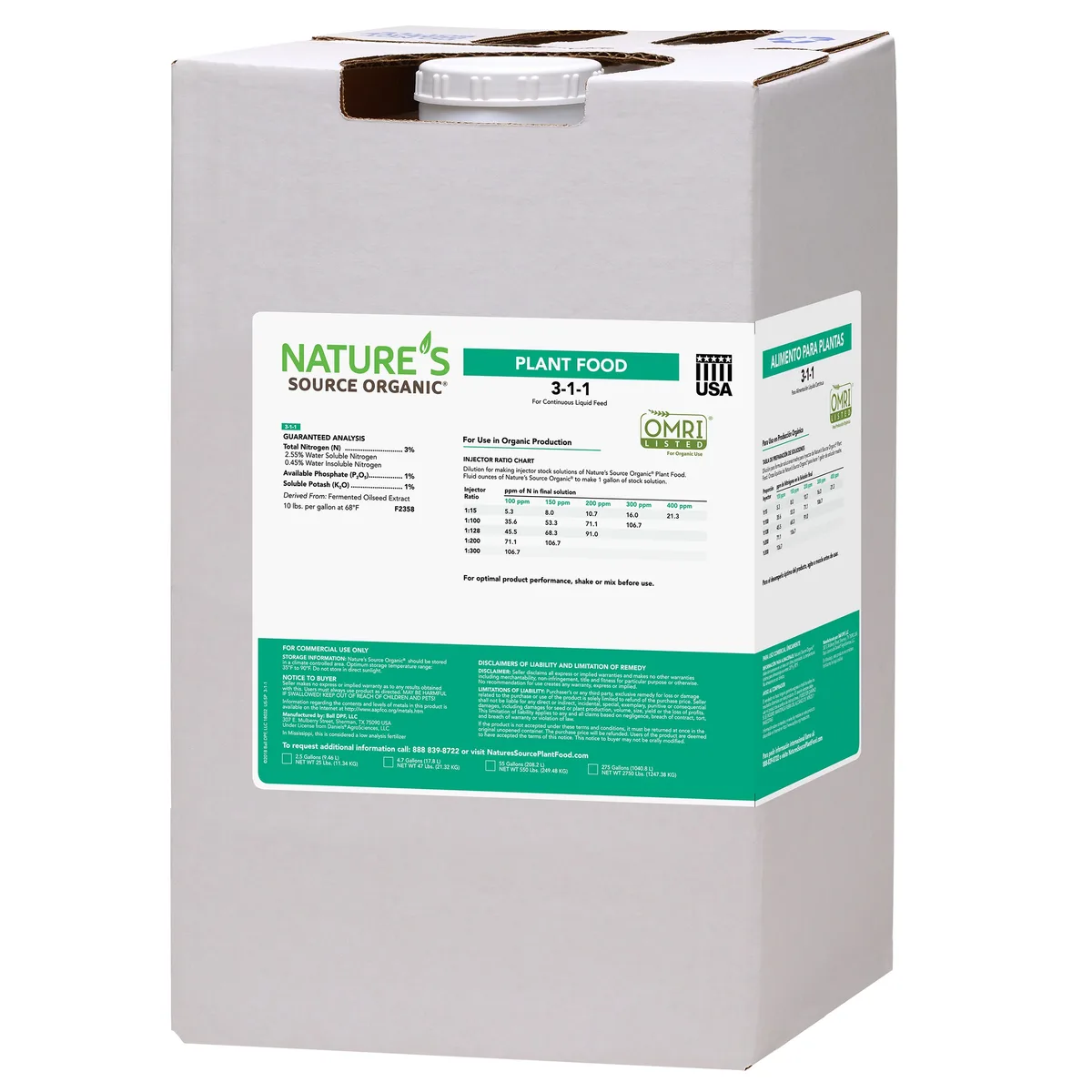 Natures Source 3-1-1 4.7Gl Organic OMRI - Image 2