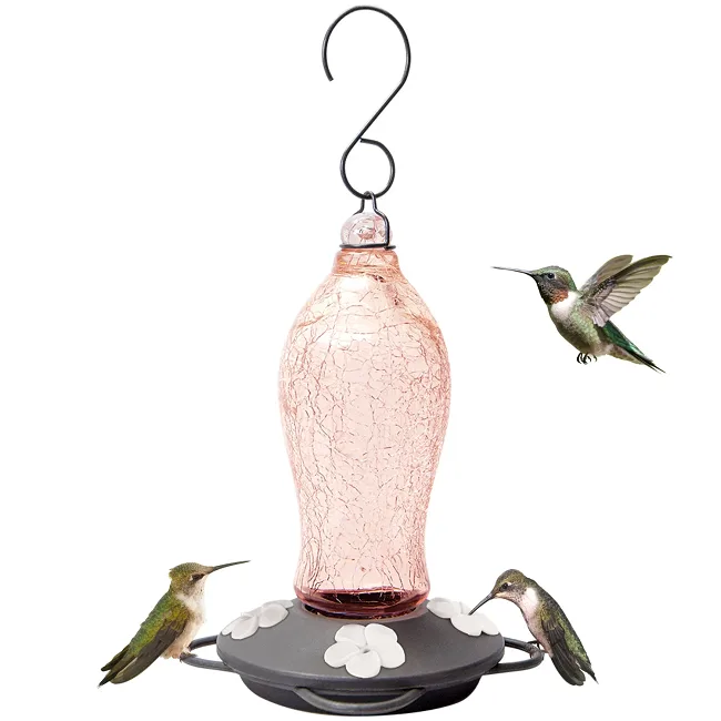 Natures Way 16oz Artisan Gravity Hummingbird Feeder Blush Crackle - Image 2