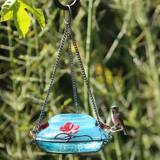 Natures Way 16oz Garden Top Fill Hummingbird Feeder Mason Jar Blue Glass - Image 2