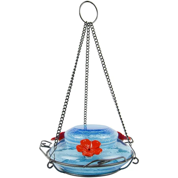 Natures Way 16oz Garden Top Fill Hummingbird Feeder Mason Jar Blue Glass