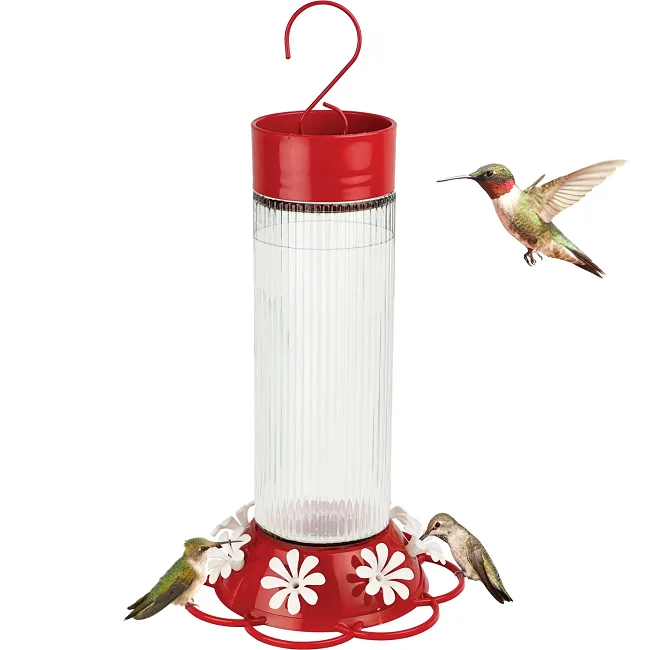 Natures Way 28oz Hummingbird Feeder Ribbed Rose Glass - Image 2