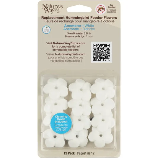 Natures Way Hummingbird Replacement Flowers w/ Cleaning Brush White Anemone - Image 2
