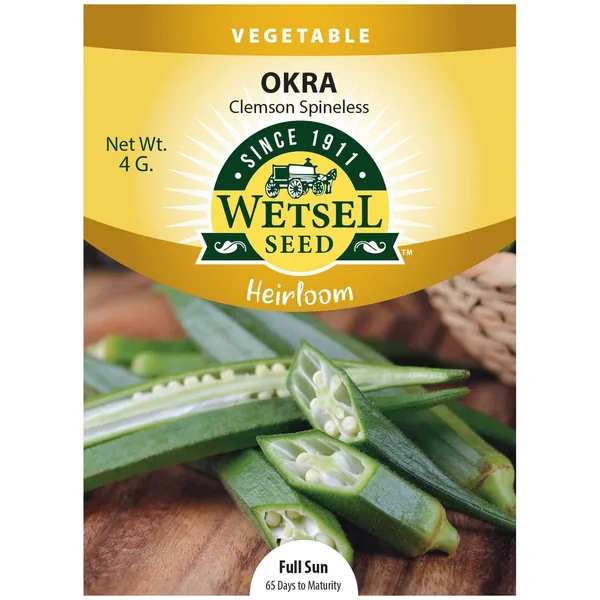 Okra, Heirloom Clemson Spineless 4 Grams