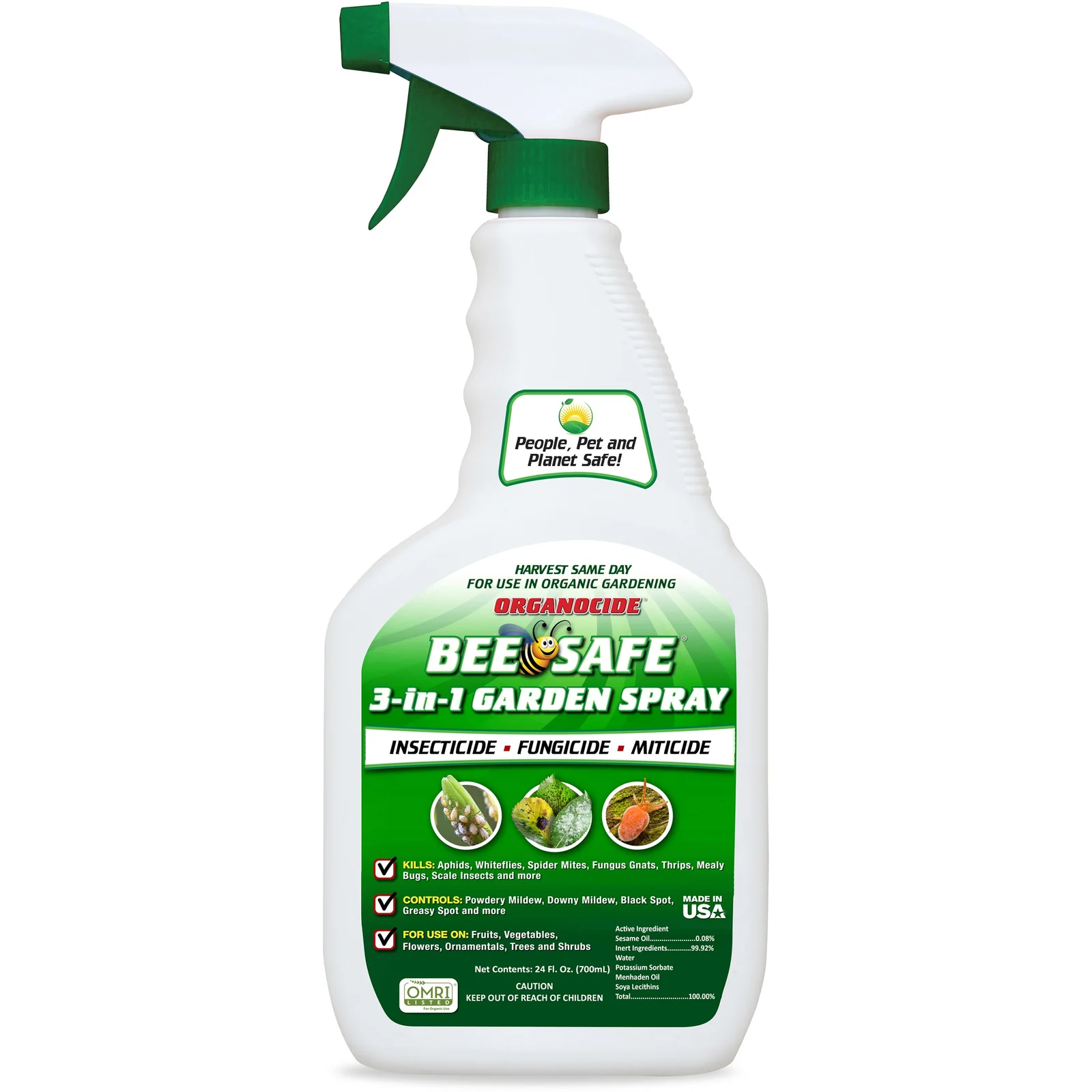 Organocide 24oz Bee Safe 3-in-1 Garden Spray Ready to Use