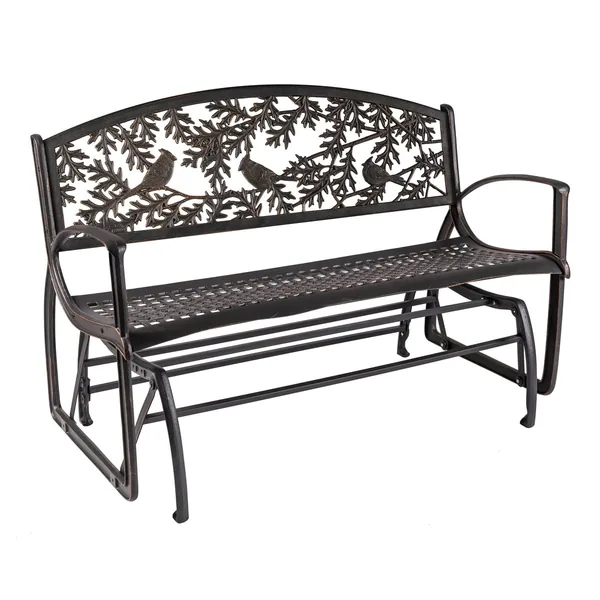 Painted Sky Glider Bench Cardinal Iron