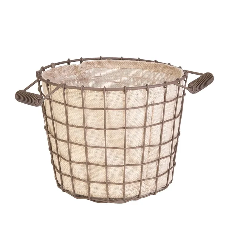 Panacea 10" Md Rust Woven Bushel Basket Burlap Liner - Image 2