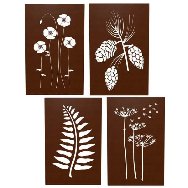 Panacea 11x17" Engraved Rust Botanic Wall Decor