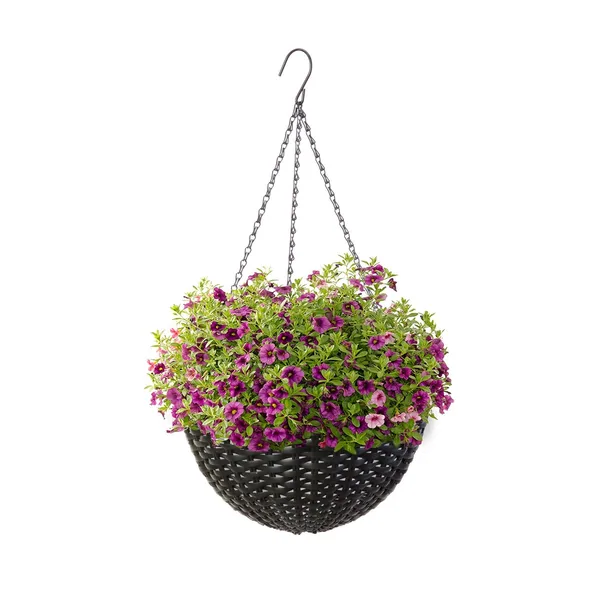 Panacea 14" Resin Woven Hanging Basket Black