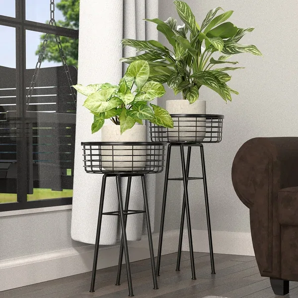 Panacea 20" Modern Farmhouse Wire Basket Plant Stand