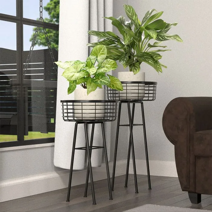 Panacea 24" Modern Farmhouse Basket Plant Stand - Image 2