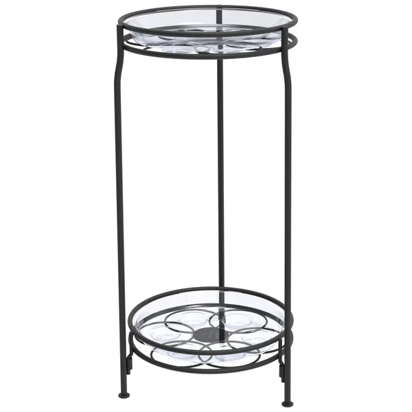 Panacea 25.5" 2 Tier Plant Stand with Heavy Duty Saucer