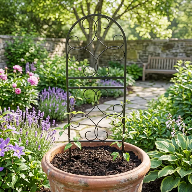 Panacea 36" Scroll Pot Trellis Black - Image 2