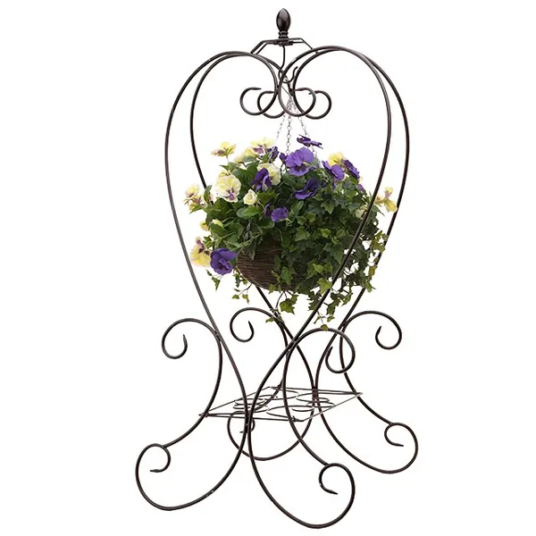 Panacea 40" Heart Shaped Folding Basket Hanger Black