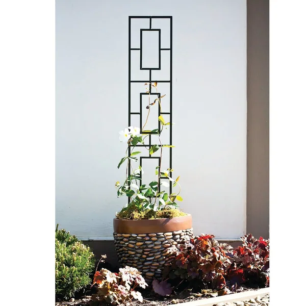 Panacea 46" Contemporary Pot Trellis Black