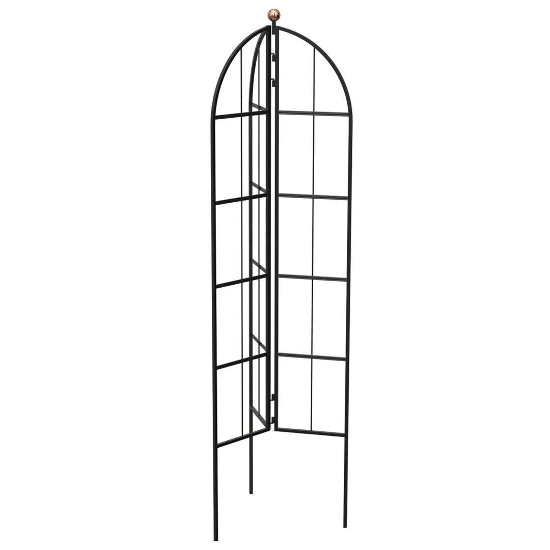 Panacea 64" Modern Farmhouse Folding 3- Panel Garden Obelisk/Trellis with copper Accent Ball - Image 2