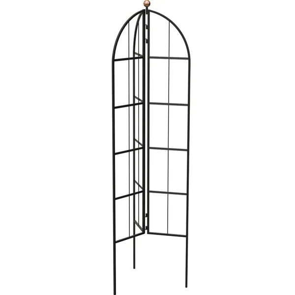 Panacea 64" Modern Farmhouse Folding 3- Panel Garden Obelisk/Trellis with copper Accent Ball