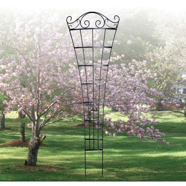 Panacea 84" Romantic Fan Curved Trellis Black