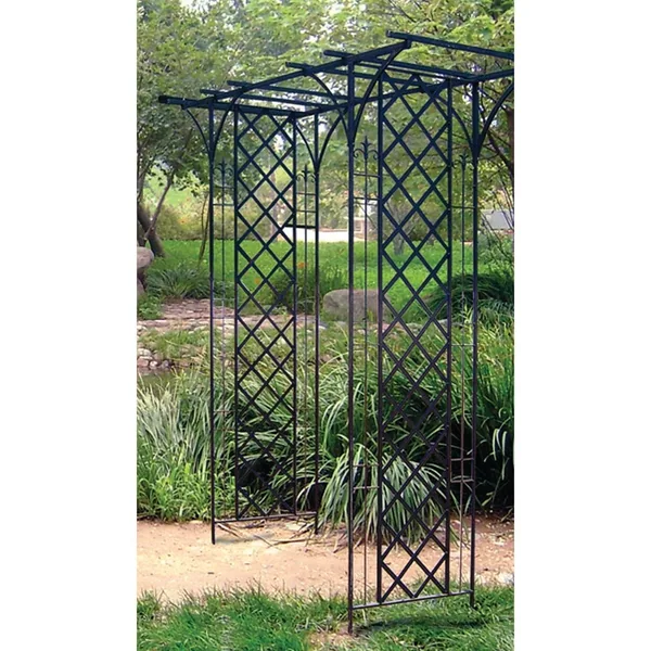 Panacea 84"x75"x26" Black Garden Arbor With Lattice