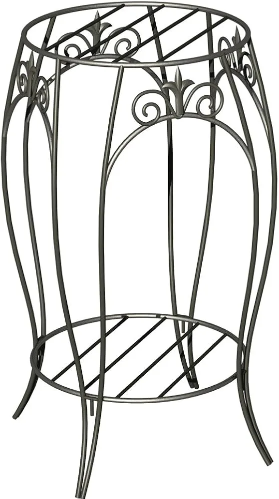 Panacea Folding 20" Single Folding Plant Stand with Metal Tray Matte Black - Image 2