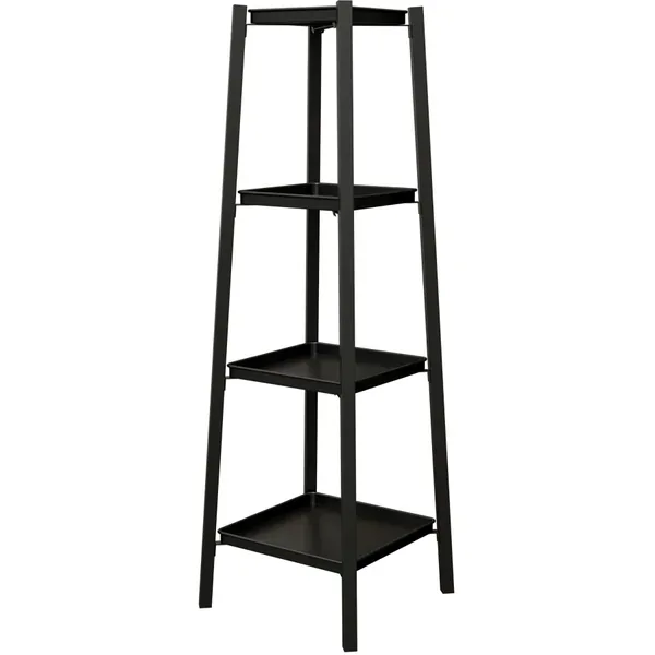 Panacea Folding 4 Tier Tower Plant Stand with Metal Trays Matte Black - Image 2