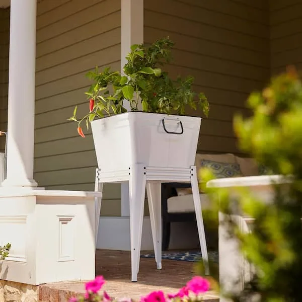 Panacea Milkhouse Beverage Tub & Planter With Stand White - Image 2