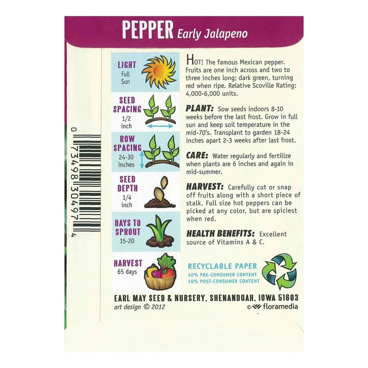 Peppers, Early Jalapeno 1000 Seed Count - Image 2